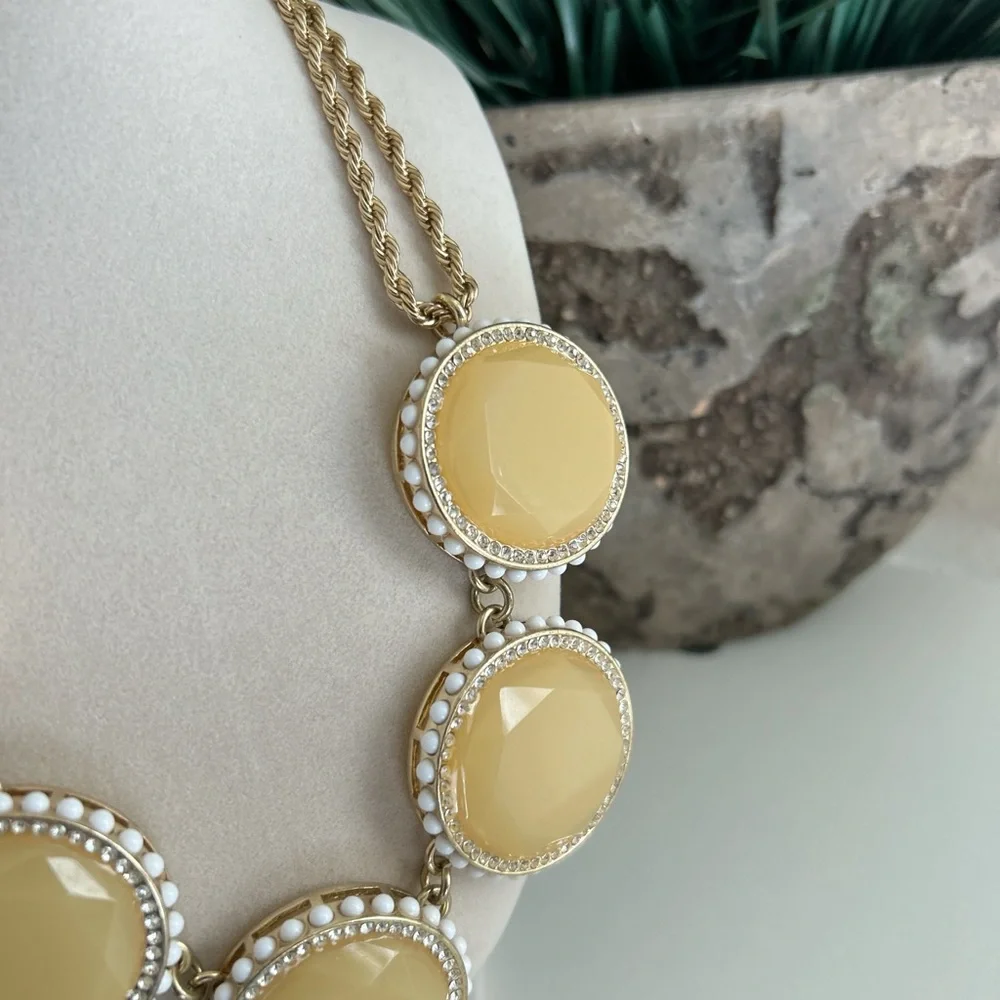 Yellow and Gold Tone Statement Necklace - Picture 2 of 3